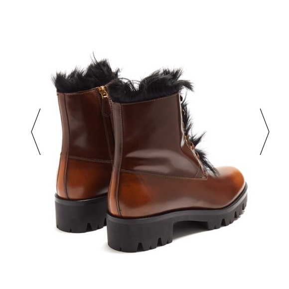 Prada Shearling-lined leather ankle boots - Picture 3 of 14